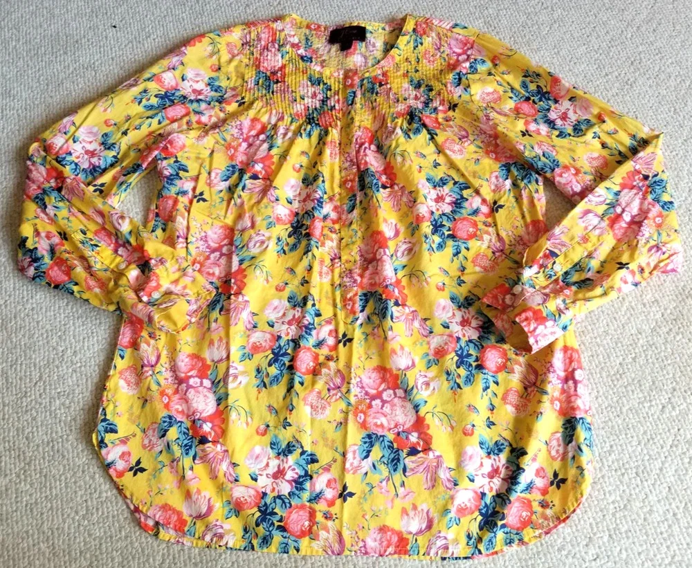 Womens Top-J.CREW-yellow 'Classic Popover Shirt in Liberty Magical Bouquet'-4